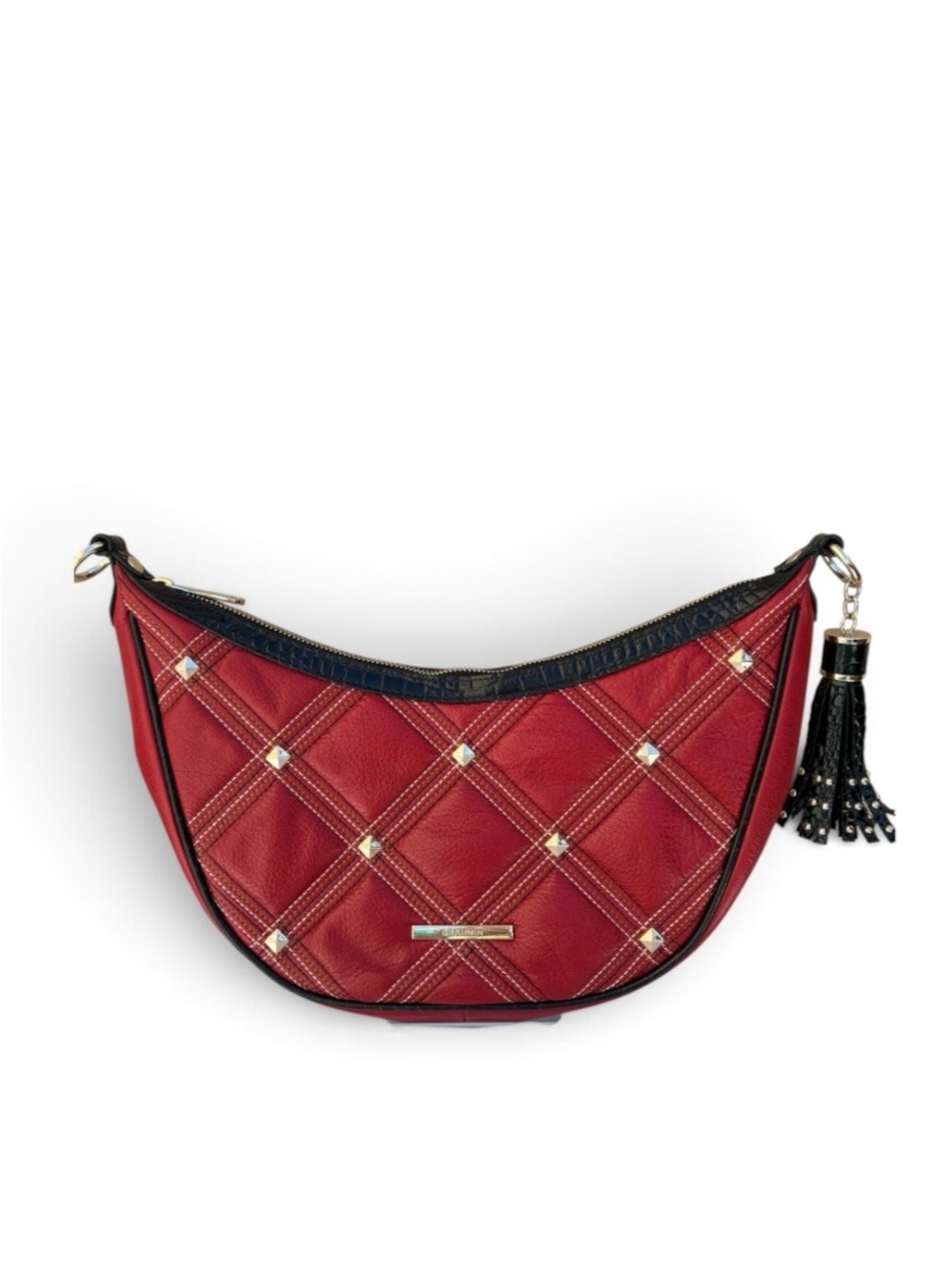 Brahmin Percy Quilted Crossbody Bag Red Studded
